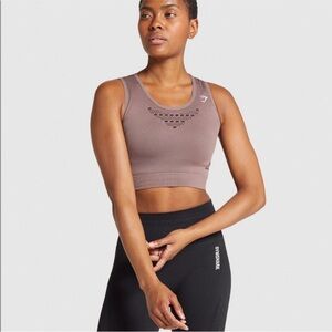 GYMSHARK Energy Seamless Crop Top Rose Taupe color women’s sz Small